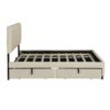 Queen Platform UpholsteredBed With 2 Drawers And Twin Long Trundle - Beige - Image 3