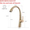 Elegant Single Handle Stainless Steel Pull Out Kitchen Faucet With High Arch Spout - Brushed Gold - Image 3