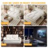 Pull Out Sofa Bed, 3 Seat Convertible Sleeper Sofa With 2 In 1 Pillow And Blanket Set Multifunctional Velvet Loveseat Bed - Beige - Image 13