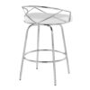 Charlotte - Glam Glam / Art Deco Fixed Height Counter Stool With Swivel With Round Footrest (Set of 2) - Chrome / White - Image 4