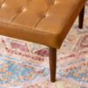 Mark - Mid-Century Tufted Square Genuine Leather Upholstered Ottoman - Light Tan / Rustic - Image 2
