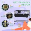 Pawhut - Two-Story Small Animal Cage Removable From Stand, Guinea Pig Cage, Hedgehog Cage, Chinchilla Cage, Ferret, With Shelf & Wheels, Pet Habitat - Black - Image 2