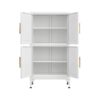 Metal Kitchen Storage Cabinet, Kitchen Pantry Storage Cabinet With Doors And Shelves, Storage Cabinet With Adjustable Leveling Foot For Kitchen, Living Room And Dining Room - White - Image 6