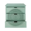 3 Drawer Storage Cabinet With Hollow Carved Design And Metal Handles, Chest For Entryway, Living Room Or Bedroom - Light Green - Image 12