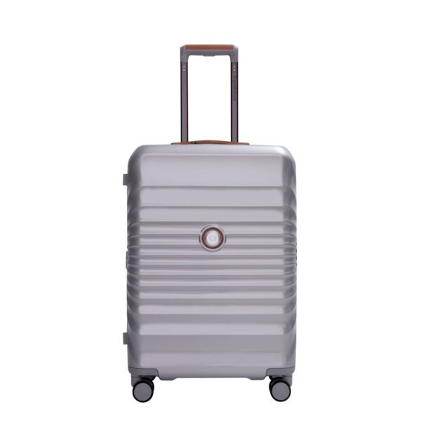 24" Luggage Lightweight Suitcase Tsa Lock USB Port Luggage Wheel Lock Artificial Leather Top Handle Spinner Wheels - Silver