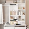 Space Saving Makeup Vanity Desk With Mirror & Adjustable Led Lights, Built-In Power Outlet, Hidden Storage, Includes Stool & Shelf - White - Image 10