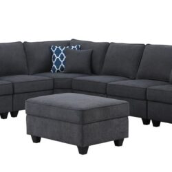 Cooper - 7 Piece Reversible L-Shape Sectional Sofa With Comfort Ottoman And Cupholder - Stone Gray