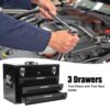20'' Portable 3 Drawer Steel Toolbox, 4 Layers Of Tools With Metal Latches, With Top Storage Tray And Carrying Handle, Multi Function Tool Storage For Garage, Home, Or Workbench - Black - Image 6