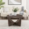 Contemporary Open Arch Base Round Coffee Table - Cerused Ash - Image 4