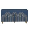Modern Fluted Sideboard Buffet With Adjustable Shelves, Curve Element With Strict Lines - Navy Blue - Image 10