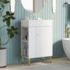 Hearth & Haven Amelia - Bathroom Vanity With Storage Cabinet, Single Ceramic Sink And Left Side Storage - White - Image 2