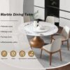 Round Modern Marble Dining Table With 6 Chairs - Walnut / White - Image 8