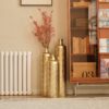 Floor Metal Vases Decorated White Metal Vases (Set of 3) Gorgeous Home Decoration Large Glazed Metal Vases - Golden - Image 20