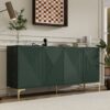 Modern Light Luxury Style Large Storage Space Sideboard With 4 Doors And Rebound Device - Olive Green - Image 4