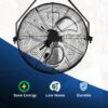 High Velocity 3 Speed Air Circulator Metal Wall Mount Fan - Black - Image 9