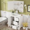 Bathroom Vanity With Sink, Modern Elegant Bathroom Storage Cabinet With 3 Drawers And Adjustable Shelves, Freestanding Vanity Set With Mirror Cabinet, Single Sink Bathroom Vanity - White - Image 20