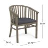 Outdoor Wooden Dining Chairs With Cushions, (Set of 2) - Dark Gray / Gray - Image 3