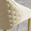 2 Pieces Contemporary Stainless Steel Dining Chair With Upholstery And Leather Backrest - Gold - Image 7