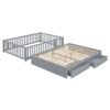 Full Size Daybed With Fence Guardrails And 2 Drawers - Gray - Image 5