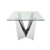 Clear Glass With Polished Stainless Steel Base Dining Table - Silver - Image 8