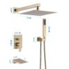 Luxury Bathroom Shower System With 12" Rain Shower Head Handheld Mixer - Brushed Gold - Image 3