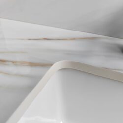 Marble Vanity Top With Undermount Sink And Backsplash, Sintered Stone - Carrara White