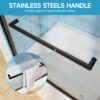 Aluminum Frame Double Sliding Soft Close Bathtub Shower Door, 1 / 4" Tempered Glass And Dual 304 Stainless Steel Handles - Matte Black - Image 7