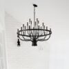 24 Light Chandelier Industrial Iron Candle Chandelier Modern Suspended Farmhouse Chandeliers Pendant Light Fixtures For Dining Room Bedroom Living Room Kitchen Island Foyer E12 Bulb (No Include) - Black - Image 4