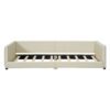 Queen & Twin Long Size Upholstered Platform Bed, Mother & Child Bed - Beige - Image 4