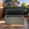 Outdoor Storage Box, 113 Gallon Wicker Patio Deck Boxes With Lid, Outdoor Cushion Storage For Kids Toys, Pillows, Towel, Wicker - Gray - Image 18