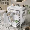 Bathroom Vanity With Top Sink, Modern Bathroom Storage Cabinet & 2 Drawers And A Tip-Out Drawer, Single Sink Bathroom Vanity - White - Image 4
