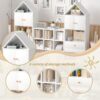 Versatile Children's Bookshelf With House-Shaped Design Multifunctional Storage - White - Image 6