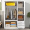 2 Doors Wardrobe Storage For Bedroom With Shelves And 3 Drawers - White - Image 11