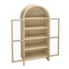 Tall Arched Kitchen Pantry, Modern Farmhouse Wood Kitchen Storage Cabinets, Arched Storage Display Cabinet With Adjustable Shelves, Versatile Cupboard For Kitchen, Dining Room - Natural - Image 13