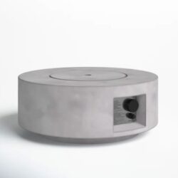 Reinforced - Propane Gas Outdoor Fire Pit Table With Lid - Gray