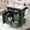 Bathroom Vanity With Top Sink, Modern Bathroom Storage Cabinet & 2 Drawers And A Tip-Out Drawer, Single Sink Bathroom Vanity - Green - Image 26