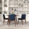 Laura - Linen Dining Chair (Set of 2) - Dark Blue / Dark Brown - Image 7