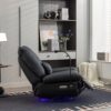 270 Swivel Glider Recliner Chair, Power Recliner Rocking Chair, USB Port Charge For Nursery Chair With Atmosphere Lamp For Living Room Bedroom Apartment - Black - Image 7