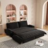 Queen Pull Out Sofa Bed, 3 In 1 Convertible Sleeper Sofa Multifunctional Velvet Loveseat Bed - Black - Image 8