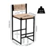 Bar Stools (Set of 2) Paper Rope Weave Dining Chairs With Back Hand Weave Stools For Kichen Island, Bar & Counter - Honey - Image 4