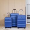 3 Piece Luggage Sets Pc Lightweight & Durable Expandable Suitcase With Two Hooks, Spinner Wheels, Tsa Lock, (21/25/29) - Dark Blue - Image 2
