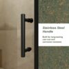 Single Sliding Shower Door, Clear Tempered Glass Shower Door With Stainless Steel Handle - Black - Image 5