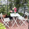 3 Piece Patio Bistro Set Of Foldable Square Table And Chairs - White - Image 2