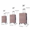 3 Piece Travel Lightweight Suitcase With Wheels, Password Lock, Business And Travel Carry On Luggage (20" / 24" / 28") - Rose Gold - Image 2