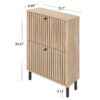 2 Door Shoe Rack, Freestanding Modern Shoe Storage Cabinet, For Entryway - Natural - Image 3