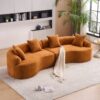 Compression Sofa:4 Seater Orange Sofa With Wood Grain Chenille Fabric, 30D, 60 Hardness Full Sponge, 4 Pillows For Living Room, Home Furniture Sleeper Sectional Sofa For Apartment - Image 23