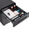 3 Drawer Mobile File Cabinet Under Desk Office, Simple Style Versatile Storage Cabinet For Legal / Letter / A4 Files, 5 Wheel Design Anti-Tilting Cold Rolled Steel Waterproof Moisture-Proof - Black - Image 10