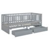 Twin Size Daybed With Fence Guardrails And 2 Drawers, Split Into Independent Floor Bed & Daybed - Gray - Image 17