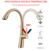 Elegant Single Handle Stainless Steel Pull Out Kitchen Faucet With High Arch Spout - Brushed Gold - Image 6