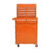 Rolling Tool Chest, 5 Drawer Tool Box Organizer With Lockable Wheels & Sliding Drawers & Detachable Top & Adjustable Shelf, Tool Storage Cabinet For Garage Workshop - Orange - Image 4